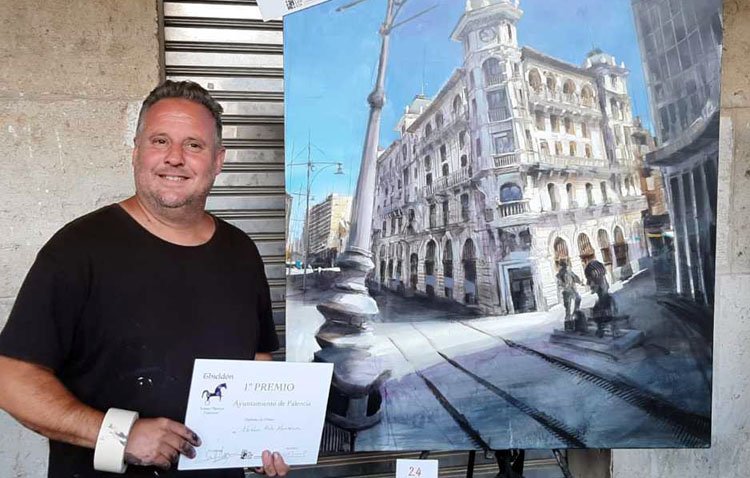 El utrerano Abraham Pinto triunfa en el certamen nacional de pintura rápida de Palencia