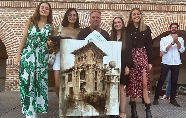 El artista utrerano Abraham Pinto vuelve a arrasar en otro certamen de pintura rápida