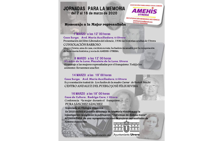 La asociación de memoria histórica de Utrera organiza unas jornadas en homenaje a la mujer represaliada