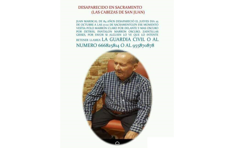 Sin rastro del anciano de El Palmar de Troya desaparecido desde el pasado 25 de octubre