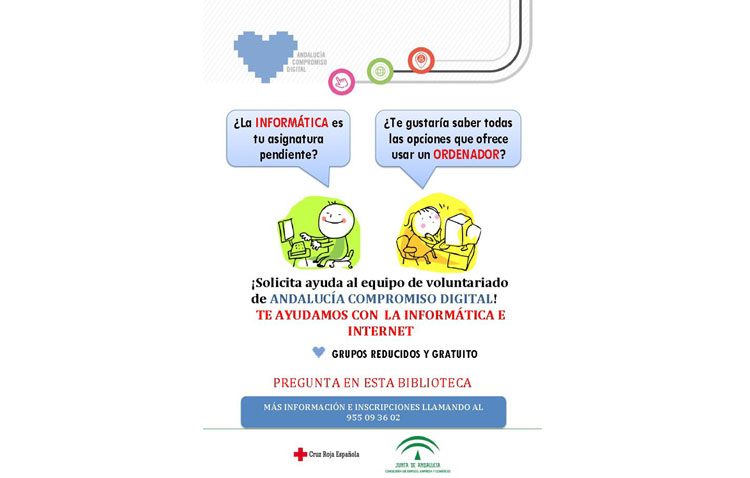«Andalucía Compromiso Digital» llega a la biblioteca para enseñar conocimientos sobre informática a los utreranos