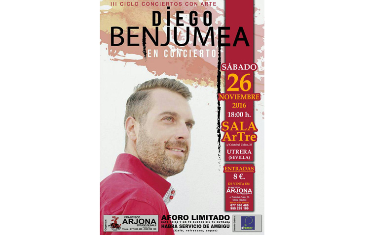 El cantante Diego Benjumea, protagonista de un «Concierto con Artre»