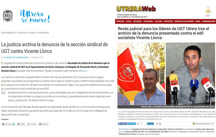 UGT destaca la «falta de profesionalidad» del gabinete de prensa del Ayuntamiento y de Utreraweb