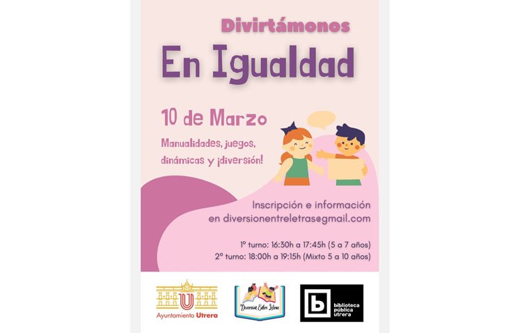 La igualdad entre hombres y mujeres, hilo conductor de la próxima jornada de talleres en la biblioteca de Utrera