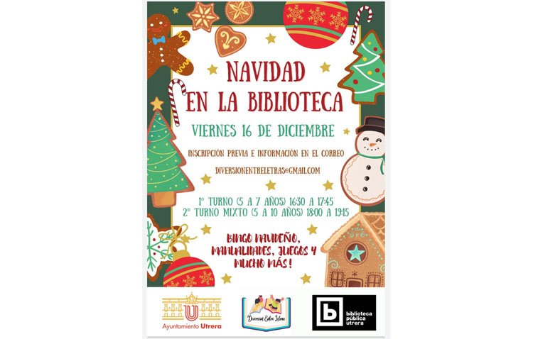 La biblioteca de Utrera afronta su último taller del año con un bingo navideño, manuales, juegos y cuentacuentos
