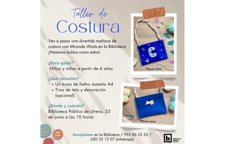 La biblioteca de Utrera organiza un taller infantil de costura