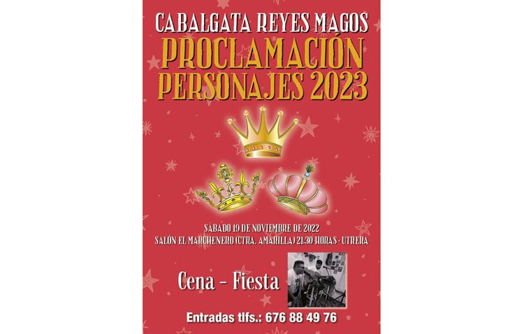 Cena de gala y proclamación de los personajes de la cabalgata de los Reyes Magos de Utrera