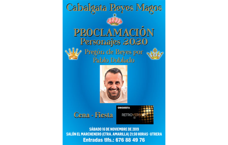 Cena de gala y la proclamación de los personajes de la cabalgata de los Reyes Magos de Utrera