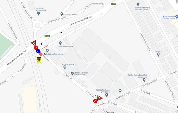Cambios en el tráfico un tramo de la calle Veracruz por la construcción de un paso de peatones elevado