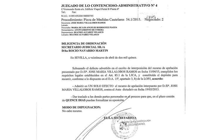 Villalobos reitera su rechazo a instalar los campos de césped y recurre el auto judicial que da vía libre al proyecto