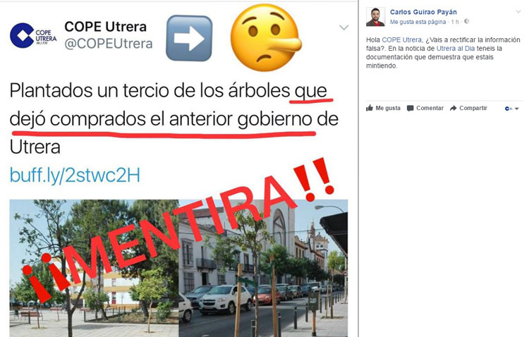 Carlos Guirao falsea la realidad para acusar a Utrera Digital y COPE Utrera de mentir