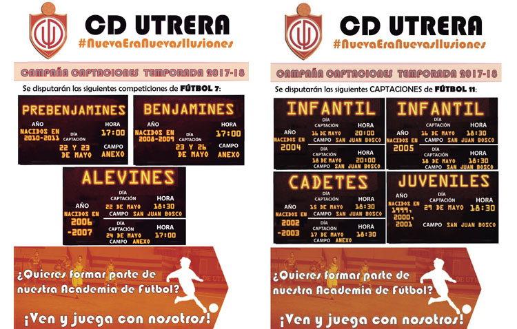 El C.D. Utrera inicia la campaña de captaciones para la próxima temporada