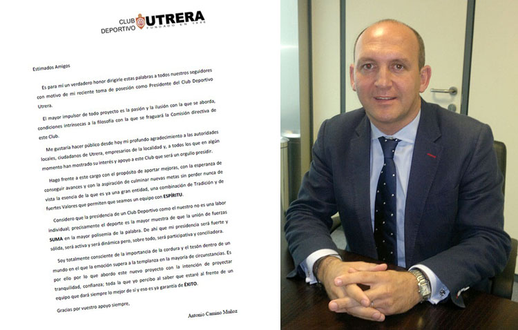Antonio Camino plantea «mejoras, avances y nuevas metas» para el C.D. Utrera
