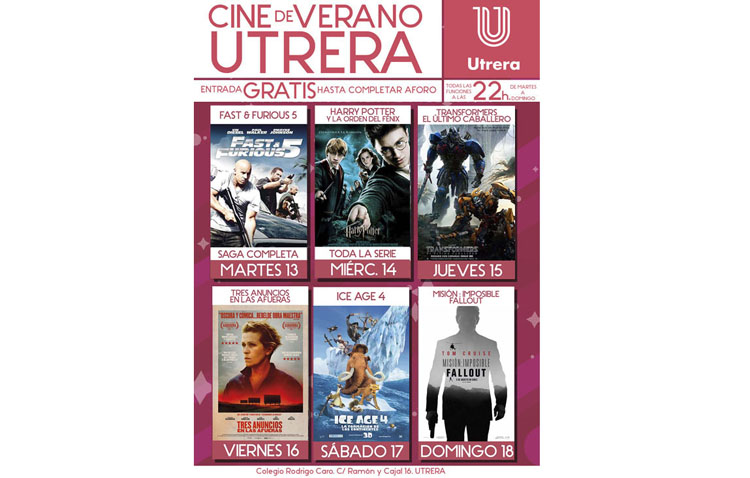Otros seis títulos para una nueva semana de proyecciones en el cine de verano de Utrera