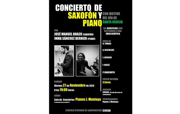 Concierto de saxofón y piano con motivo de Santa Cecilia