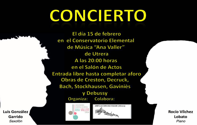 Concierto de saxofón y piano en el conservatorio de Utrera