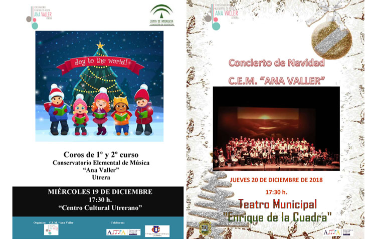 Dos conciertos navideños organizados por el conservatorio de Utrera