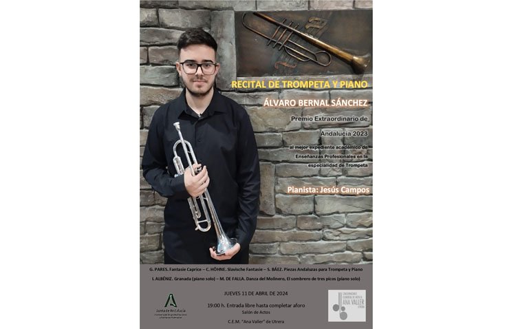 El conservatorio de música de Utrera organiza un concierto de trompeta y piano