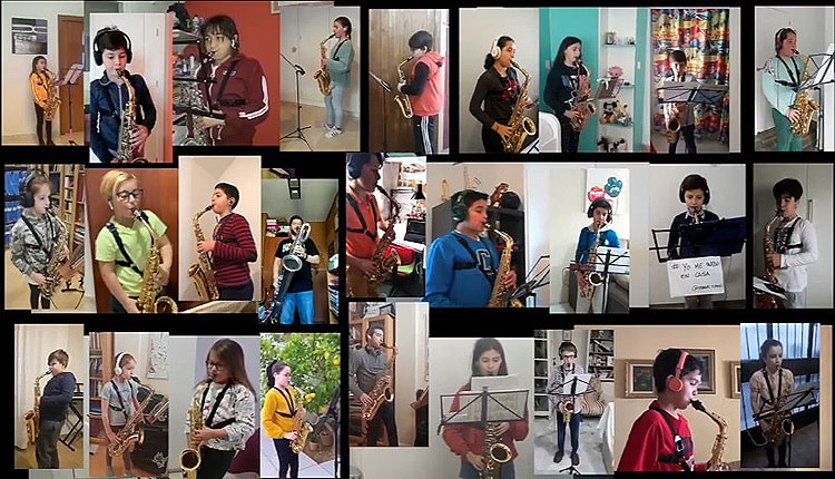 Jóvenes saxofonistas utreranos al ritmo de «Resistiré» (VÍDEO)