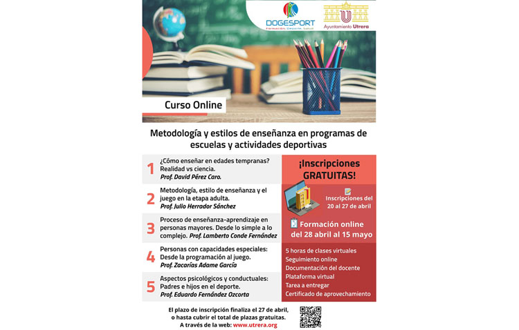 El Ayuntamiento de Utrera ofrece un curso virtual sobre formación deportiva a técnicos y entrenadores
