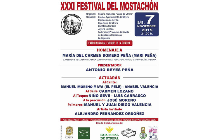 El Pele, Anabel Valencia y Carmen Lozano, protagonistas de un Festival del Mostachón que homenajeará a Mari Peña