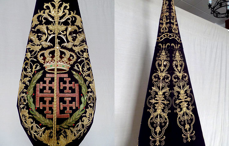 Culmina la restauración del estandarte de la hermandad de Jesús Nazareno tras una compleja restauración