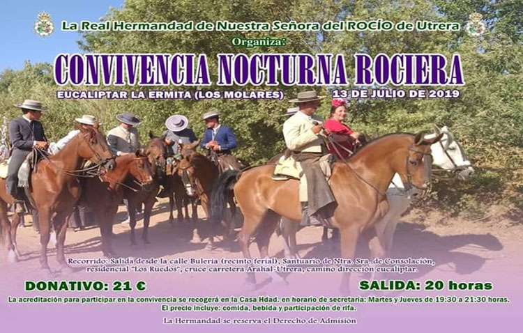 La hermandad del Rocío de Utrera organiza una convivencia nocturna en un eucaliptar de Los Molares