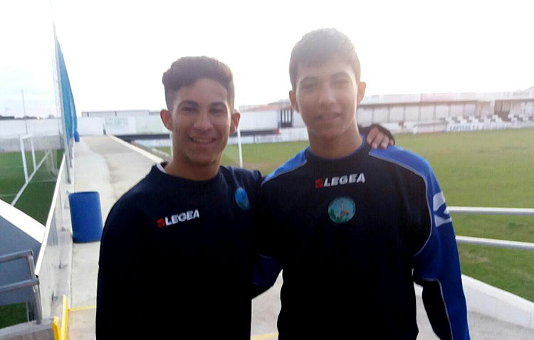 Los utreranos Diego y Manuel Jiménez, en el campeonato andaluz de fútbol