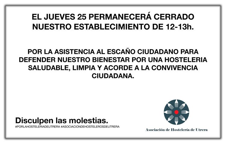 La asociación de hostelería de Utrera invitar a cerrar los bares de la ciudad en señal de protesta