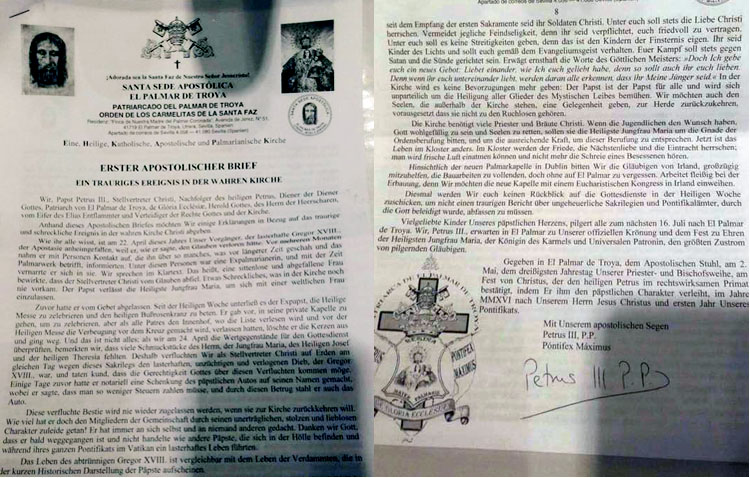El «papa» de la iglesia palmariana acusa a su antecesor de la desaparición de joyas de varias imágenes