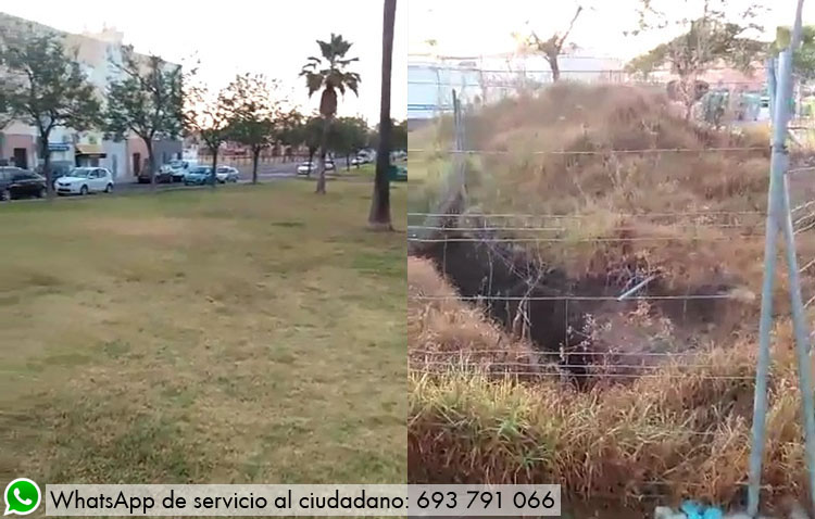 Césped seco y una zanja abierta desde hace más de un año, quejas de la barriada La Mulata al gobierno local (VÍDEO)