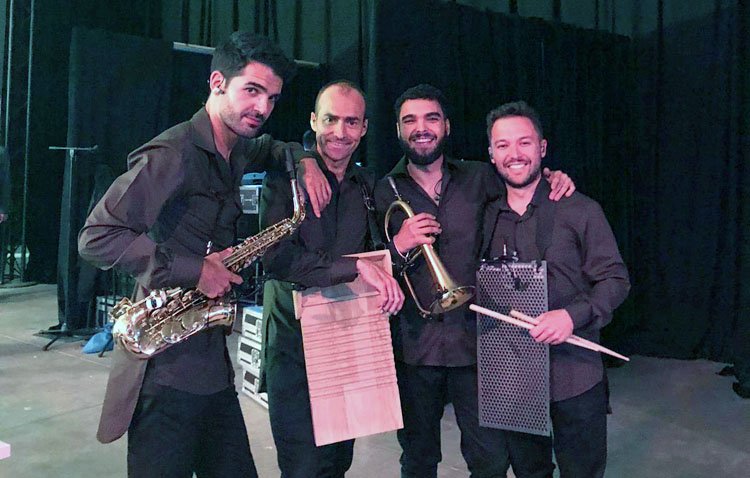Cuatro músicos utreranos, en un evento de la exclusiva marca de moda francesa Hermès