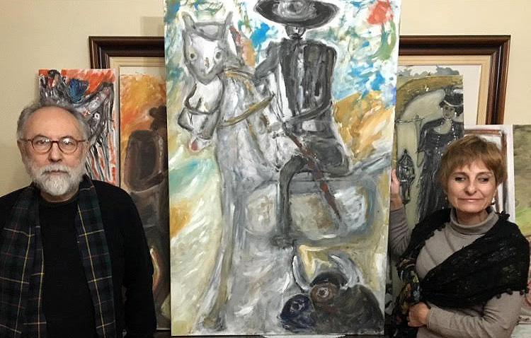 Una exposición de pintura protagonizada por la invidente utrerana María José Fernández