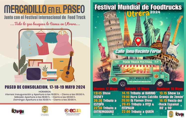 El paseo de Consolación se inunda de actividad con un mercadillo de comercios de Utrera y un festival de ‘foodtrucks’