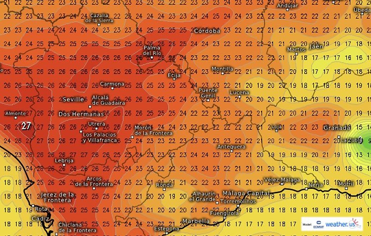 Un Domingo de Ramos de cielos pocos nubosos y temperaturas entre 26º y 11º en Utrera