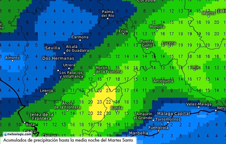 El Martes Santo prevé también un descenso de las probabilidades de lluvia al anochecer en Utrera