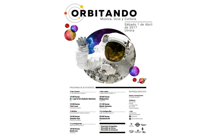 Conciertos, exposiciones y mercadillos darán vida al festival «Orbitando» que se celebra el 1 de abril en Utrera
