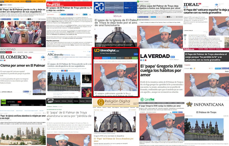 Gran repercusión en los medios españoles de la primicia de Utrera Digital sobre la dimisión del «papa» de El Palmar de Troya