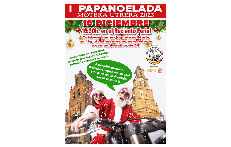 Una caravana motera con Papá Noel recorre las calles de Utrera