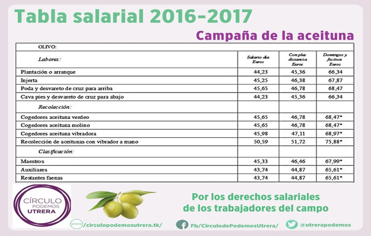 Una campaña informativa de Podemos sobre los derechos de los trabajadores en la campaña de la aceituna