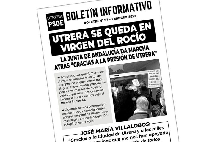 El PSOE edita un boletín sobre la «victoria» de los utreranos en torno a la adscripción hospitalaria