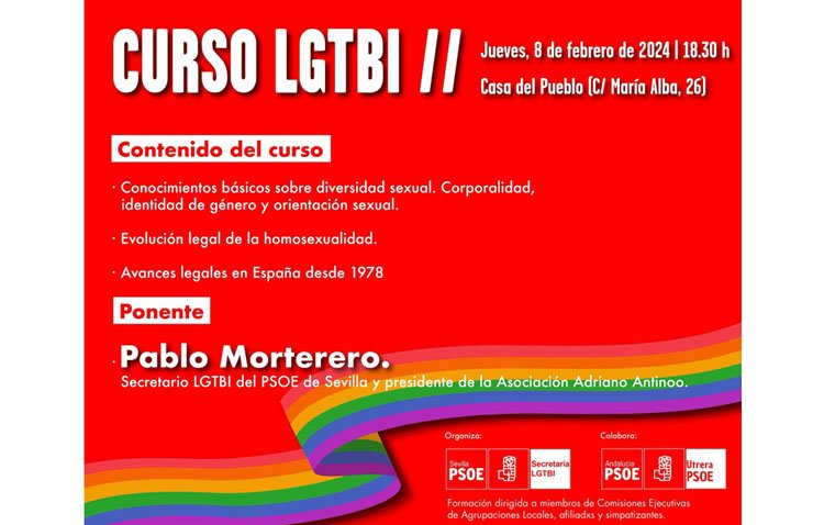 El PSOE organiza en Utrera un curso con «conocimientos básicos sobre la diversidad sexual»