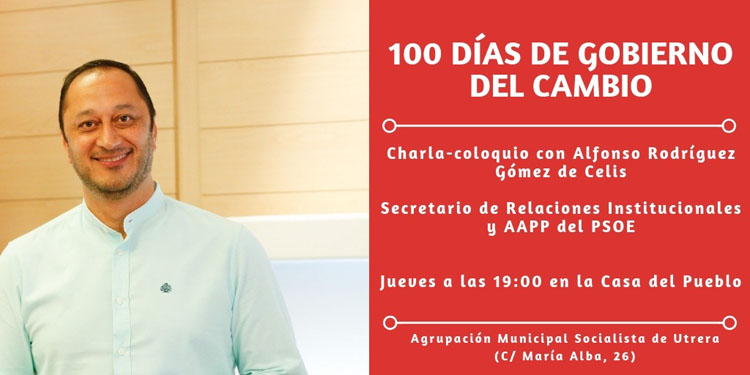 Gómez de Celis visita la sede del PSOE de Utrera para hacer balance de los primeros 100 días del gobierno de Sánchez