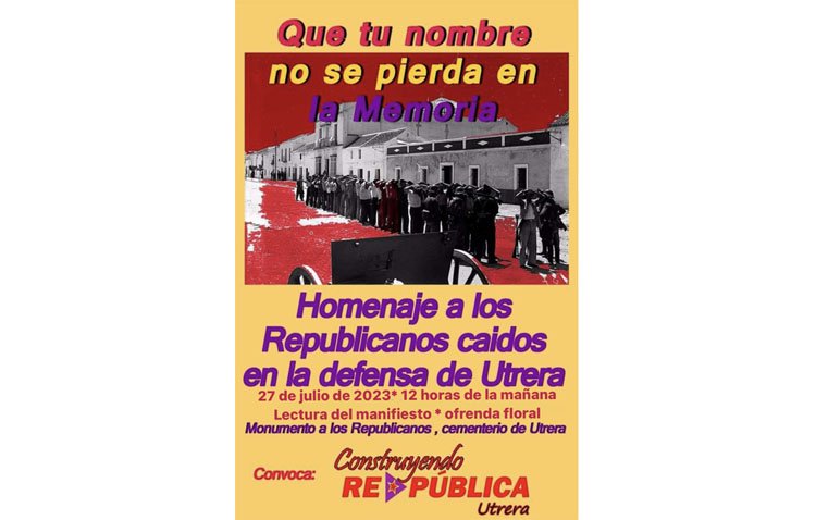 Un acto rendirá homenaje en Utrera a los «republicanos caídos en la defensa de Utrera»