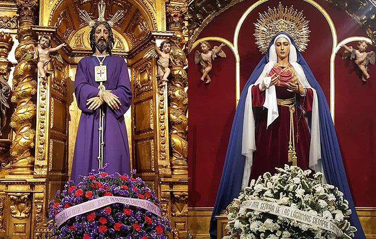Flores ante los titulares de la hermandad del Silencio en este especial Jueves Santo