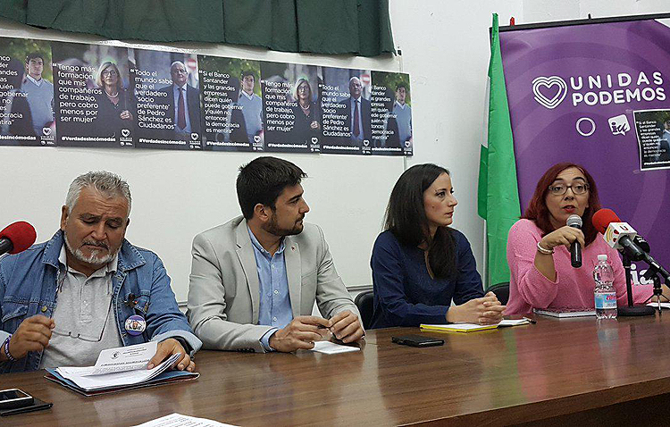 Un acto de Unidas Podemos en Utrera en defensa de las pensiones públicas y contra la precariedad laboral