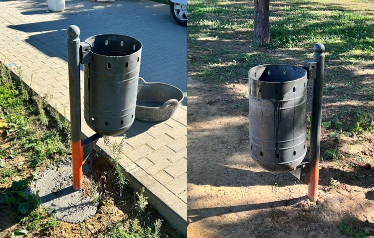 El Ayuntamiento de Utrera repone en pocas horas las papeleras vandalizadas del parque del V Centenario