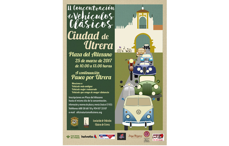 Concentración de vehículos clásicos por las calles de Utrera