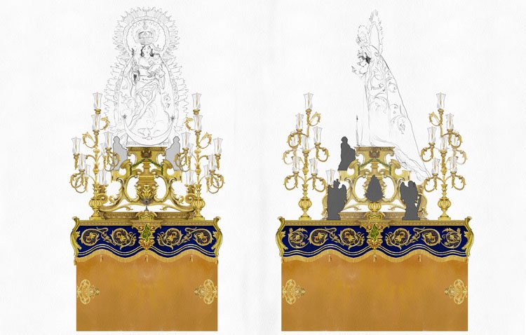 La Virgen del Socorro completará su paso procesional, que recuperará la histórica peana barroca de carrete