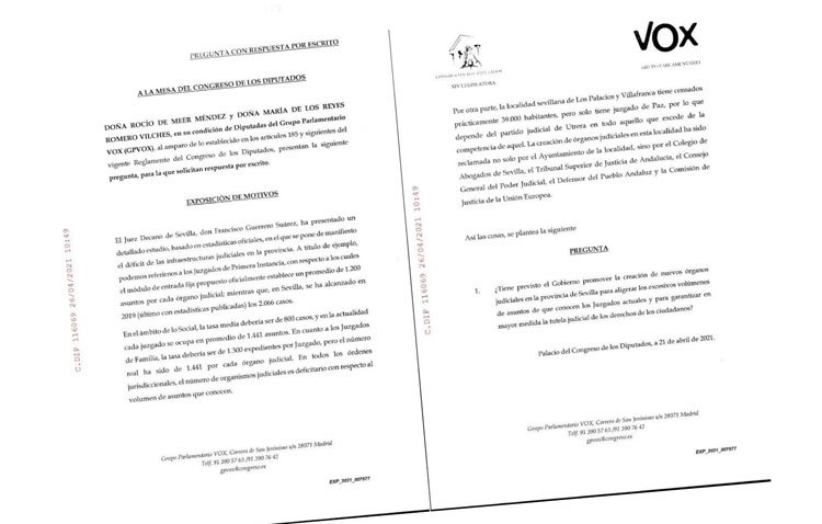 Vox lleva al Congreso de los Diputados la reclamación del quinto juzgado de Utrera